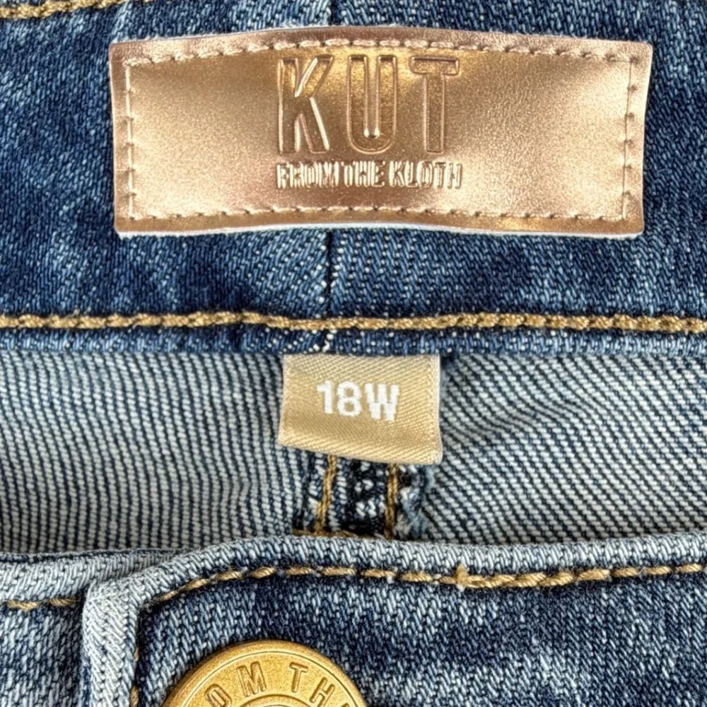 KUT from the Kloth Women 18W Reese Medium Wash Blue Straight Leg Denim Jeans